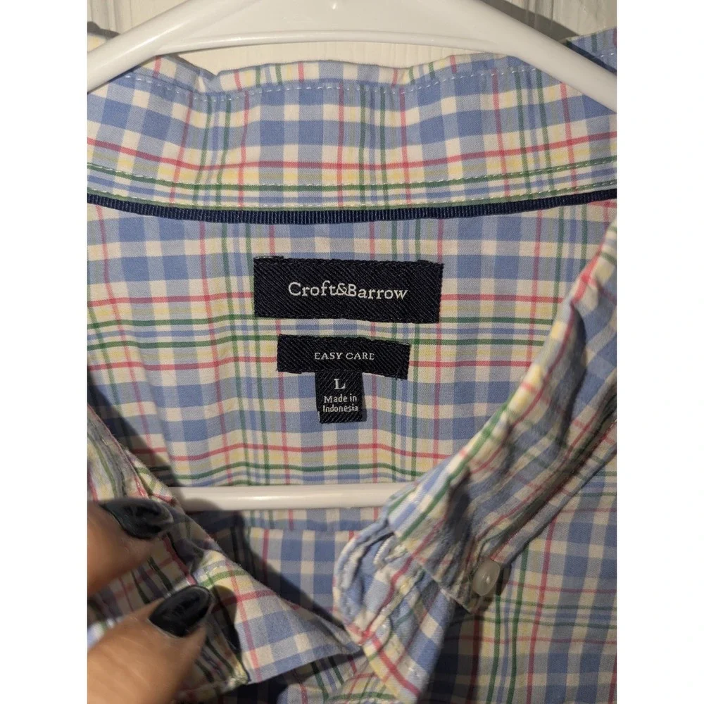 Croft & Barrow Plaid Button Up‎ Coastal Grandpa Preppy Shirt Large Nautical Golf